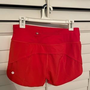 Lululemon electric coral speed up shorts